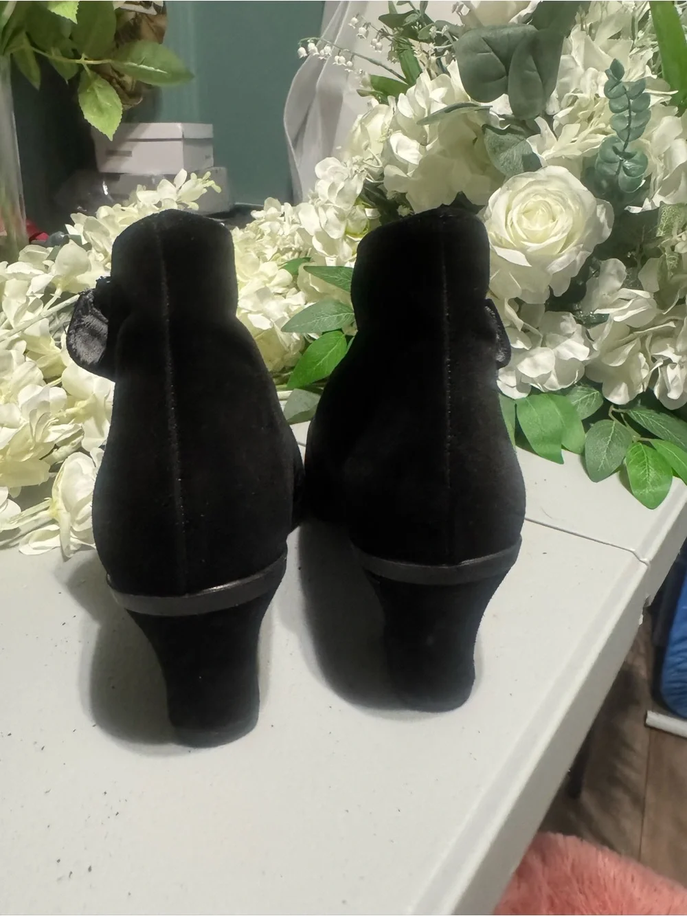 Aquatalia Black Suede Ankle Boots with Top Zip